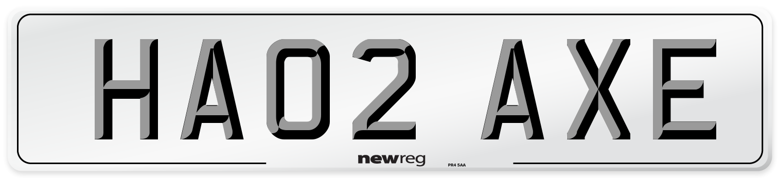 HA02 AXE Number Plate from New Reg